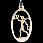 "Gymnast"- Carved bone fairytale pendant. Handmade and antique.
