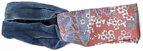 Vintage headband, Japanese silk kimono & grey velvet. Designed by Baba Studio.