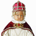 19th-century Infant of Prague in wax - detailed costume