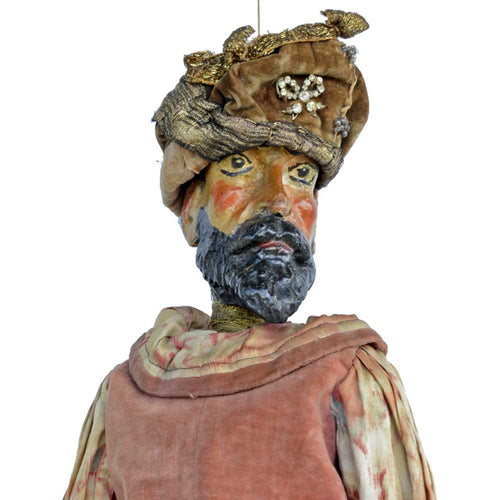 Seltene, große, aus Holz geschnitzte "König"-Marionette aus dem 19. Jahrhundert - wunderschön kostümiert