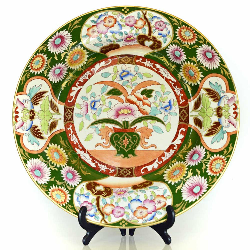 Assiette plate en porcelaine Ironstone d'Ashworth. Chinoiserie peinte à la main du XIXe siècle