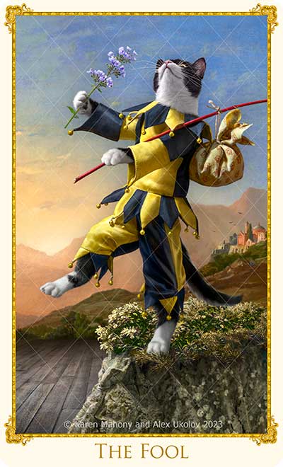 The Fool, cat tarot card. The Bohemian Cats Theatre Tarot