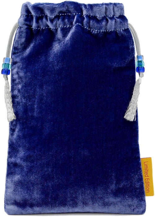 The Bohemian Cats Theatre Tarot, The Hermit - drawstring bag in blue silk velvet