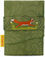 Red Fox embroidered foldover pouch