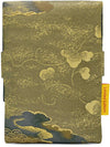 Gold Leaves & Blue Clouds - Japanese vintage silk foldover pouch