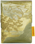 Golden Blossoms and Waves - Japanese vintage silk foldover pouch