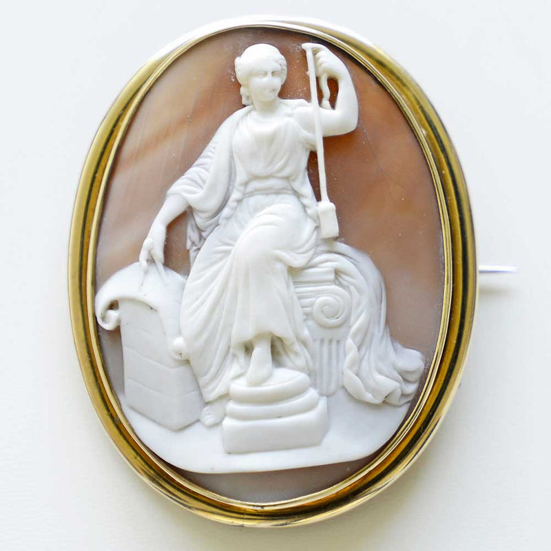 The Goddess Fate. Victorian carved shell cameo. Wonderful quality.