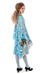 The White Rabbit, sky blue version, pure silk-satin scarf/wrap. - Baba Store EU - 1