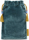 Alice and the Caterpillar - limited edition tarot bag in teal silk velvet
