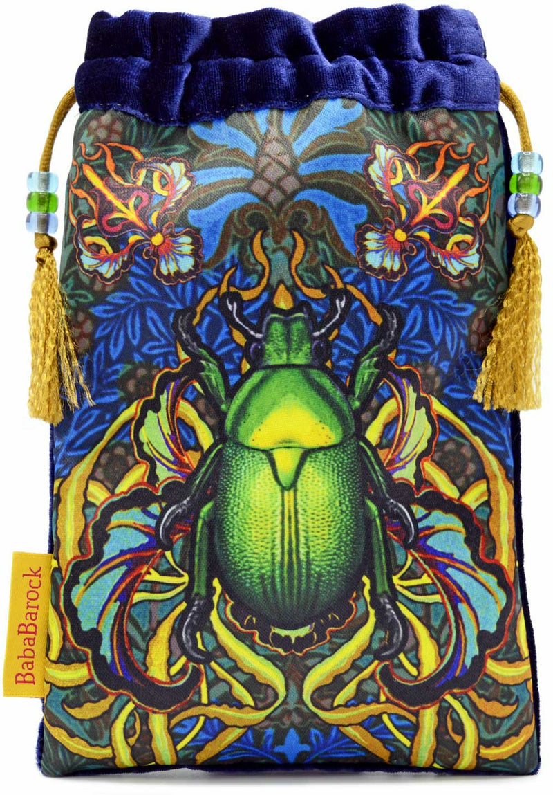 Beetle Belle, sac tarot édition limitée en velours de soie bleu roi