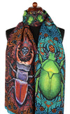 Beetle scarf by Baba Studio - stag beetle and scarab beetle print. Art Nouveau style viscose wrap.