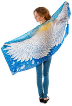 Wings of an Angel pure silk-satin scarf/wrap. Blue version. - Baba Store - 1