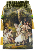 Fairy tarot bag, silk velvet tarot pouch with fairies print