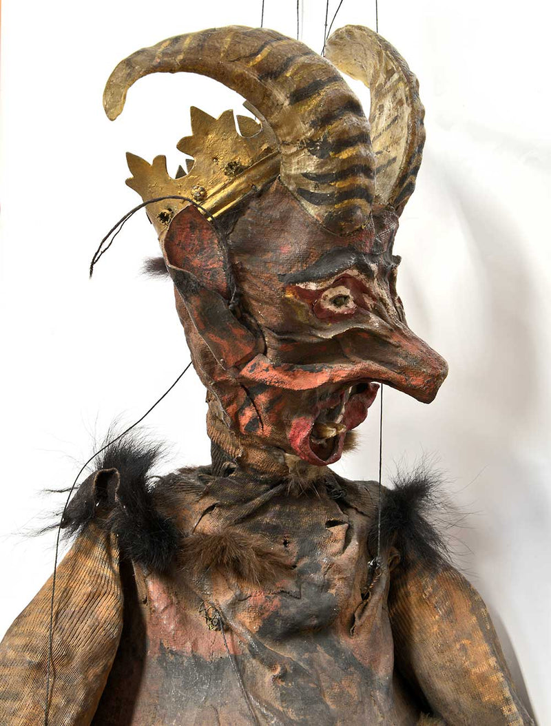 Extraordinary handmade, antique Czech Devil King puppet