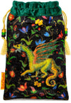 The Dragon bag. Printed on silk velvet. Forest green velvet version. - Baba Store EU - 1