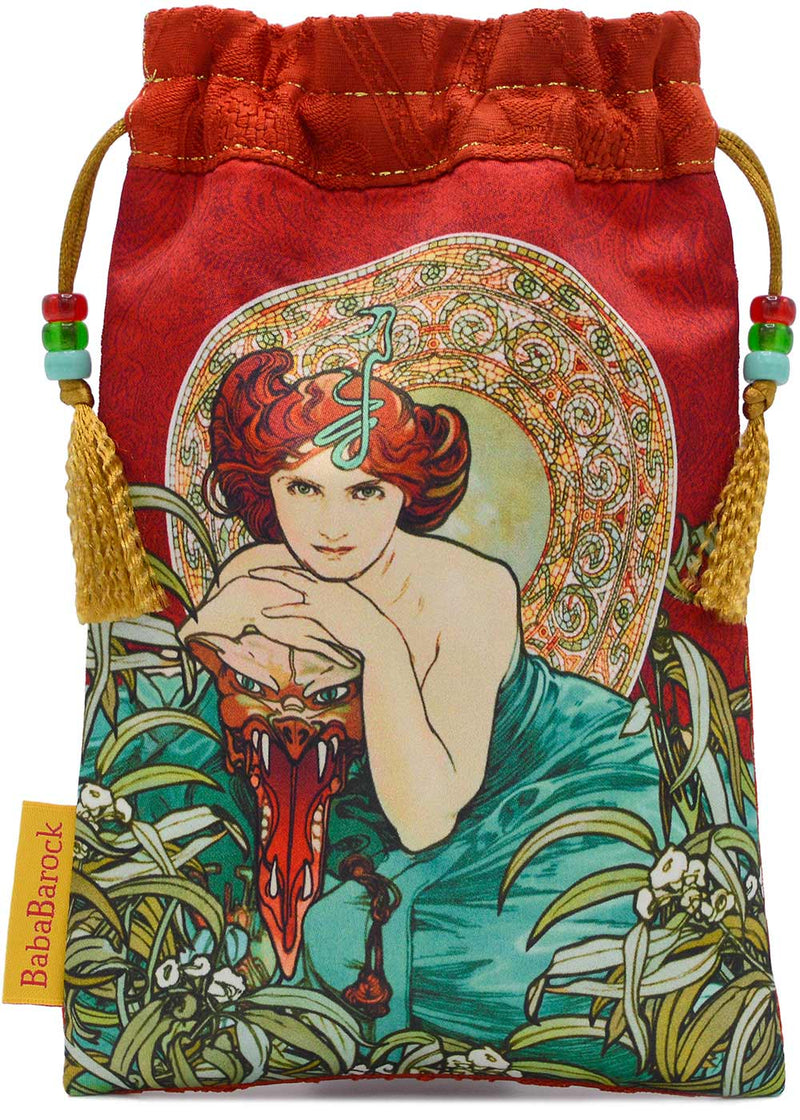 Emerald - sac à cordon en édition limitée en soie kimono rouge