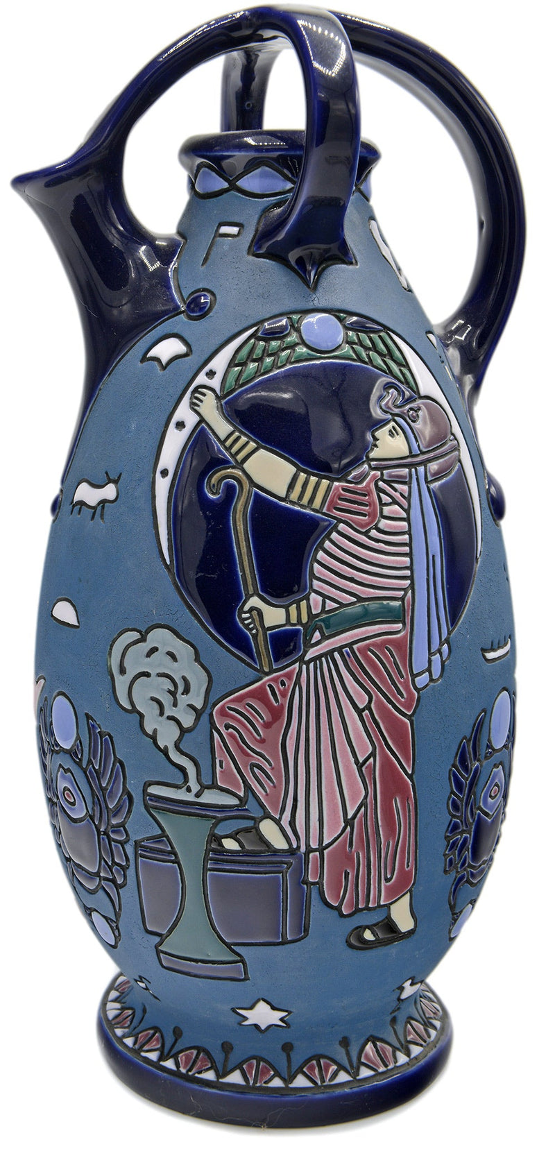 Grande et impressionnante renaissance égyptienne "Amphora". Vase tchèque des années 1920.