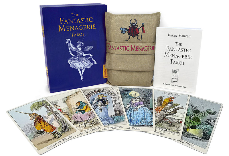 Fantastic menagerie, limited edition tarot, cold stamping, tarot cards, large format, grandville, animal tarot, baba studio, the hermit card