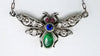 victorian silver fly pendant with diamonds, ruby, sapphire and emerald. Antique jewellery, insect jewelry, 