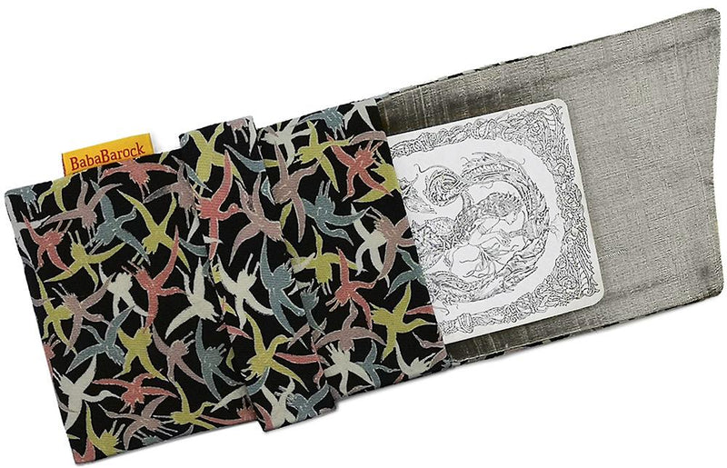 Flying Birds - Pochette à rabat en soie antique japonaise