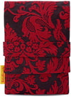 Red & black silk brocade foldover pouch. Large-format size.