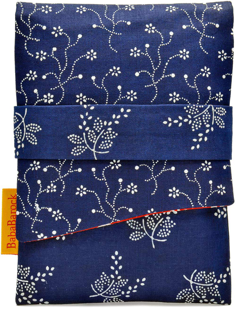 Indigo Folk - version C.  Foldover pouch in Czech indigo cotton.
