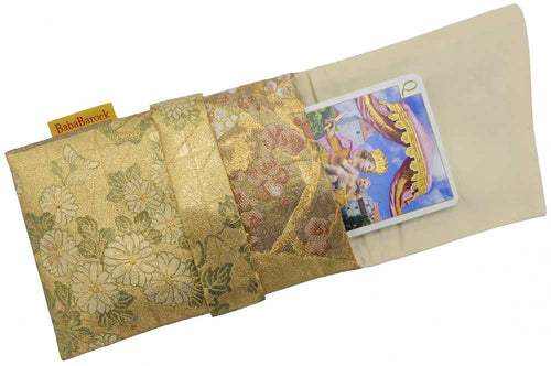 Golden Leaves & Flowers - Japanischer Vintage-Faltbeutel aus Seide