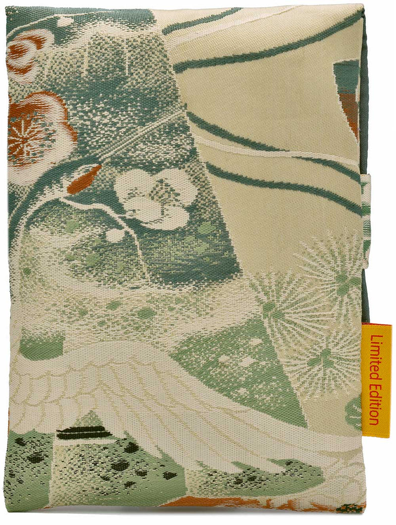 Chrysanthèmes et grues - Pochette à rabat en soie vintage japonaise