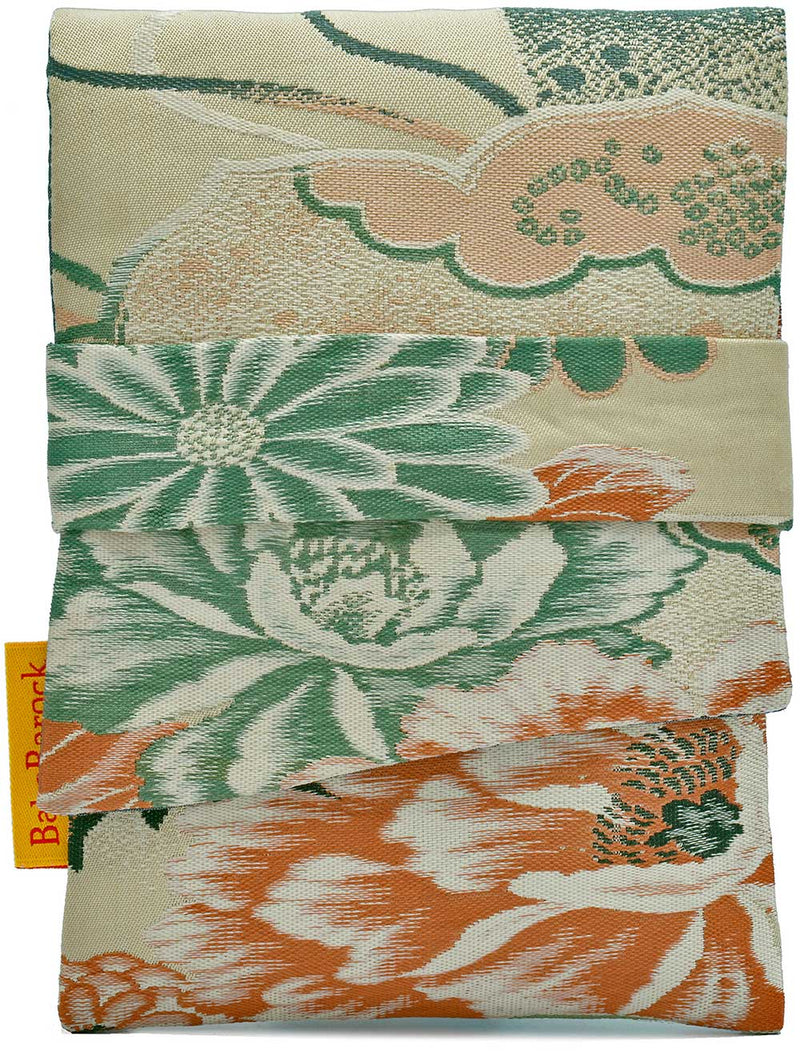 Chrysanthèmes et grues - Pochette à rabat en soie vintage japonaise