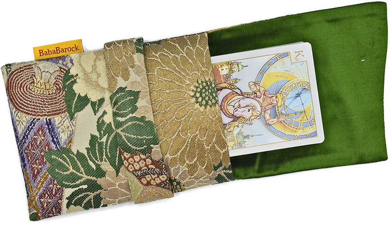 Tarot card holder bag, silk tarot pouch in vintage fabric