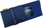 Memento Mori bag, Bohemian Gothic Tarot foldover pouch in blue silk.