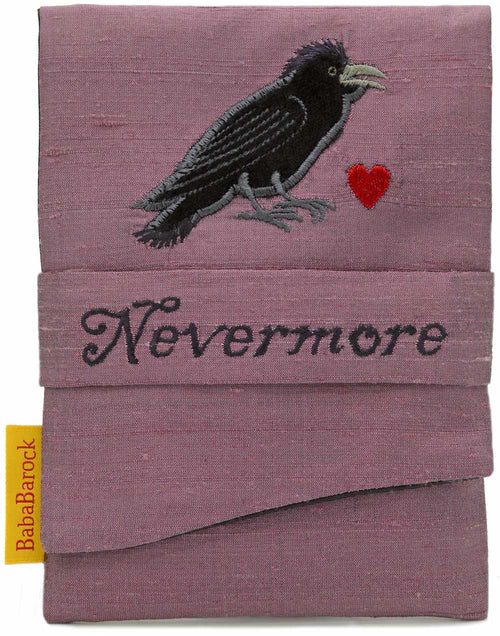 The Raven, Nevermore, embroidered pouch, foldover pouch, tarot bag