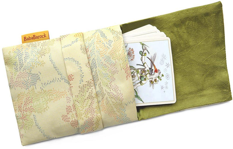 Silk tarot pouch by Baba Studio. Handmade foldover tarot pouch with silk lining.