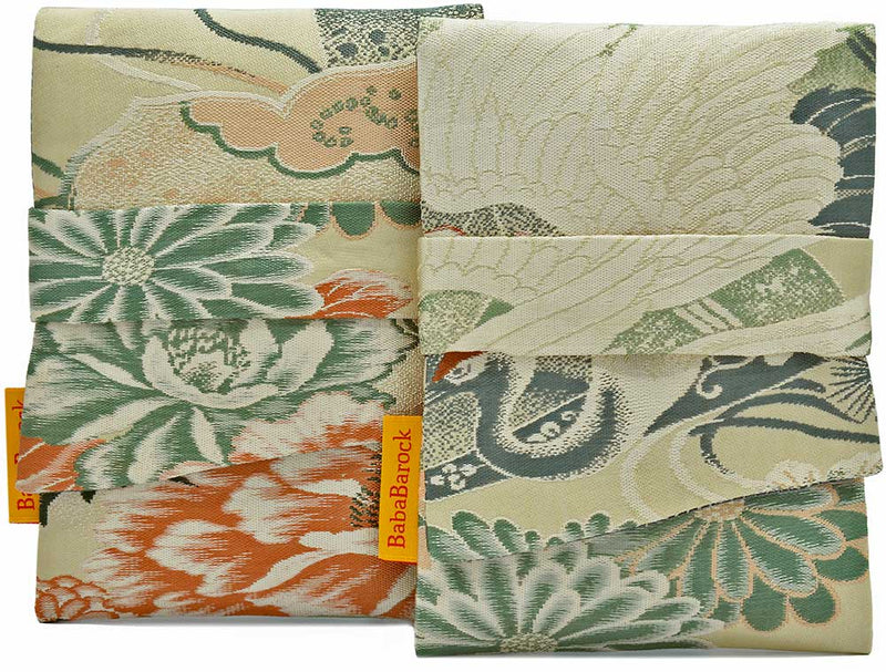 Chrysanthemums and Cranes - Japanese vintage silk foldover pouch