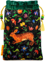 The Little Brown Hare bag. Printed on silk velvet. Green velvet version. - Baba Store EU - 1