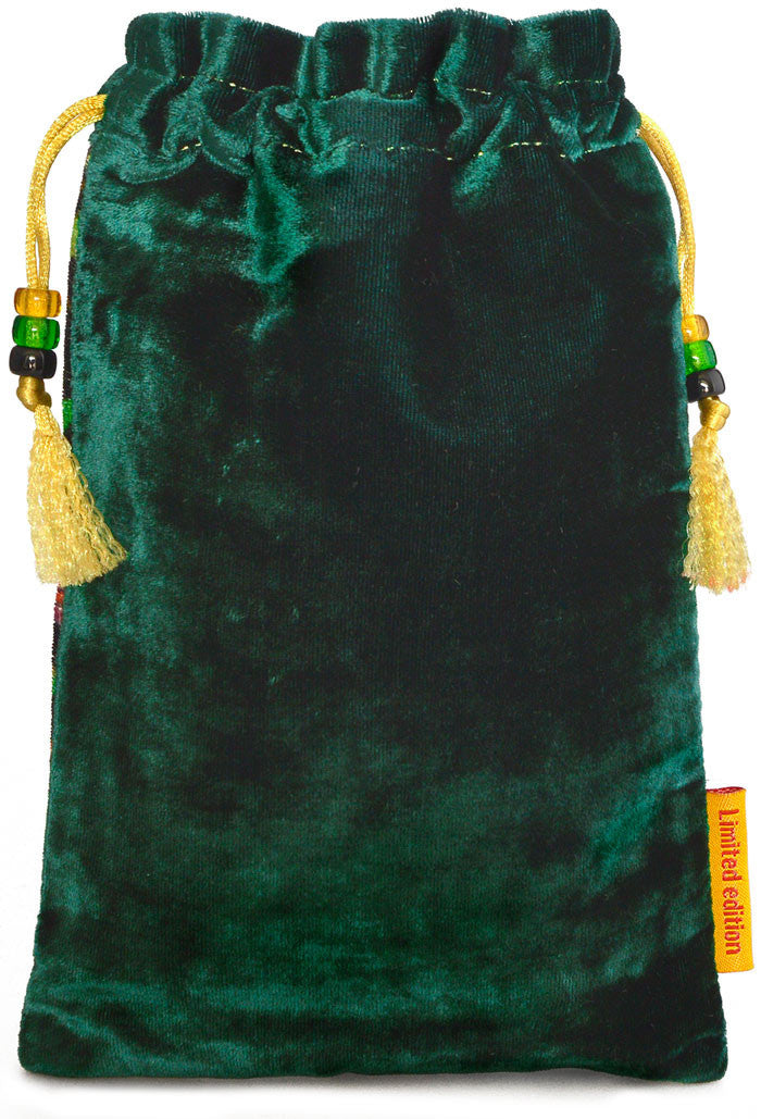 The Dragon bag. Printed on silk velvet. Forest green velvet version. - Baba Store EU - 2