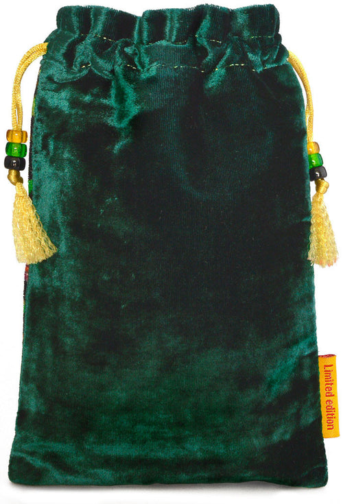 The Unicorn bag. Printed on silk velvet. Forest green velvet version. - Baba Store EU - 2