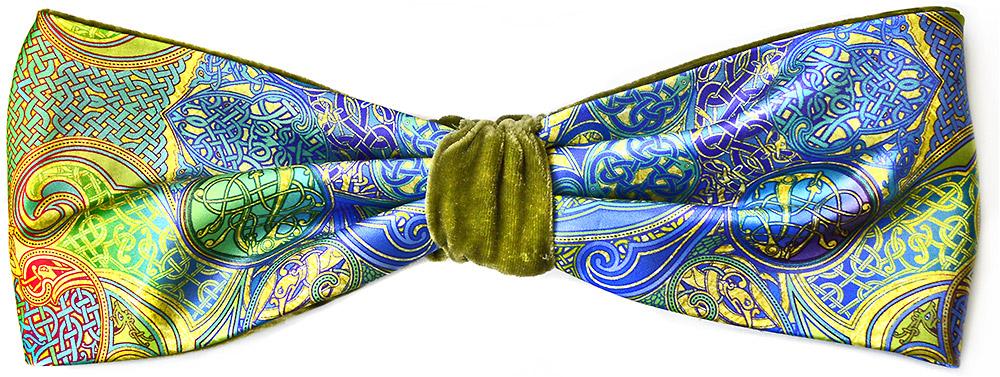 Celtic Dances headband - printed satin & green silk velvet headband by Baba Studio