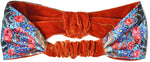 Bohemian headband - Clouds and Roses printed headbands in orange velvet by Baba Studio