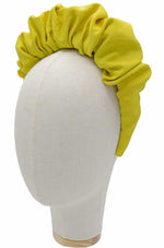 Crown headband in vintage yellow silk, Frida Kahlo style headdress for weddings, festivals, special occasions