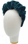 Embroidered crown headband, teal velvet headdress for weddings, festivals, special events