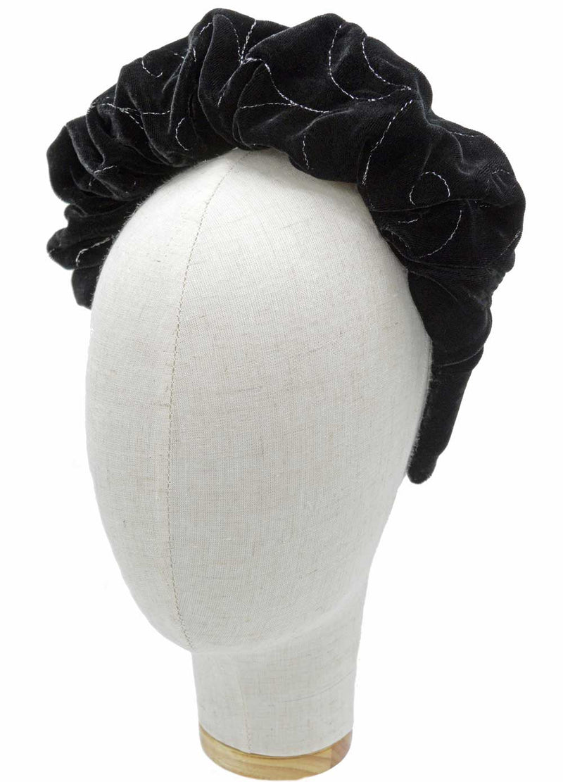 Black crown headband, embroidered headpiece in Frida Kahlo style for weddings, festivals, special events