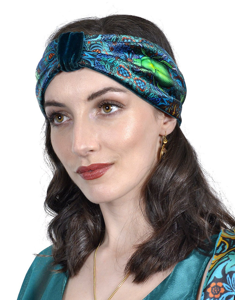 Beetle Belle by Baba Studio - printed satin & silk velvet headband