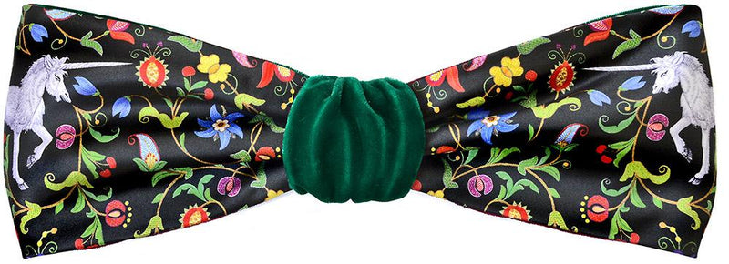 Unicorn headband - Mythical Beasts print by Baba Studio with green silk velvet