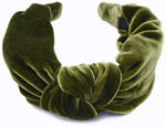 Velvet headband in green silk velvet, knot headband for wedding guest, headwear for women