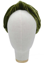 Velvet knot headband in green silk velvet, headbands for wedding guests