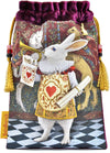The Herald from The Alice Tarot. A silk velvet Alice in Wonderland tarot bag showing The White Rabbit