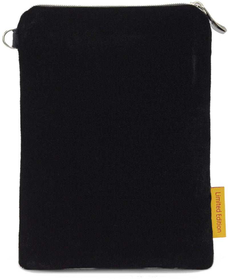 Gothic bag with strap, Memento Mori tarot pouch in black silk velvet