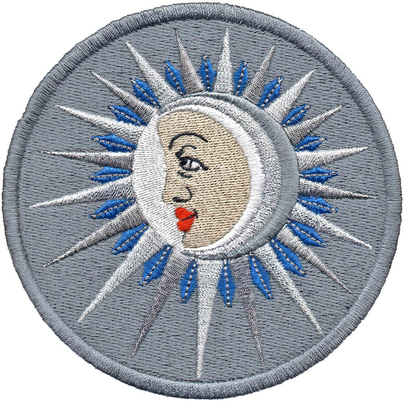The Moon (La Lune) embroidery patch - silver-grey version