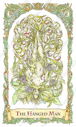 mythical creatures tarot, five of cups, baba studio, bababarock, tarot cards, mandrake, the hanged man, fantastic creatures tarot, tarot de marseilles